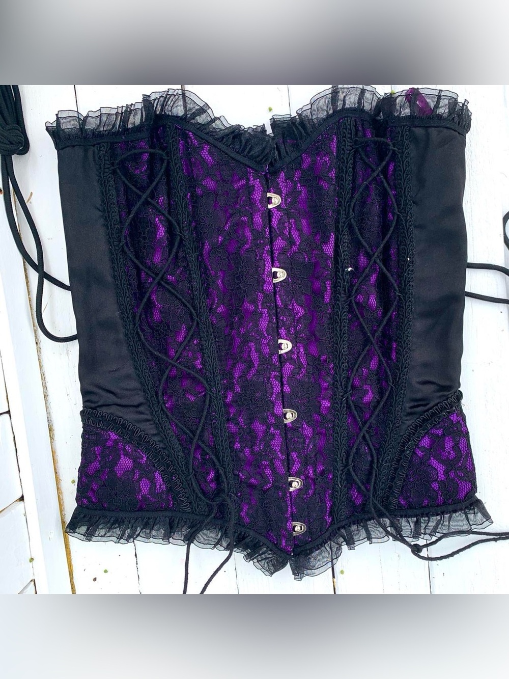 Purple and Black Lace Corset